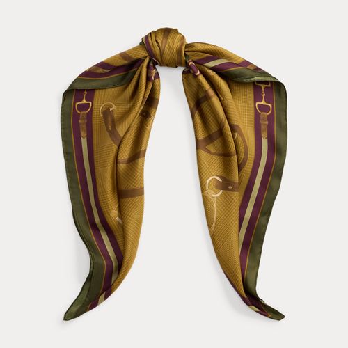 Carré prince-de-galles motif brides soie - Lauren - Modalova