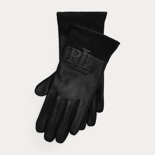 Gants tactiles à logo en peau de mouton - Lauren - Modalova