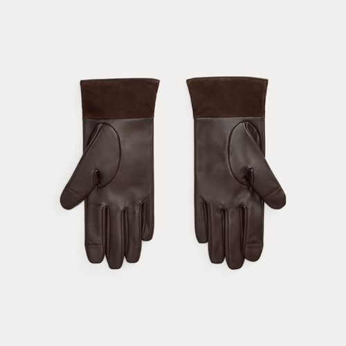 Gants tactiles à logo en peau de mouton - Lauren - Modalova