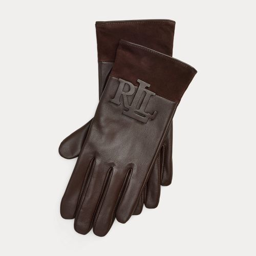 Gants tactiles à logo en peau de mouton - Lauren - Modalova