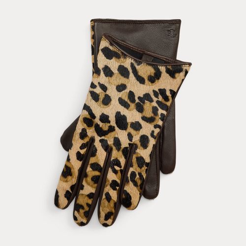 Gants cuir-poil de vachette motif ocelot - Lauren - Modalova