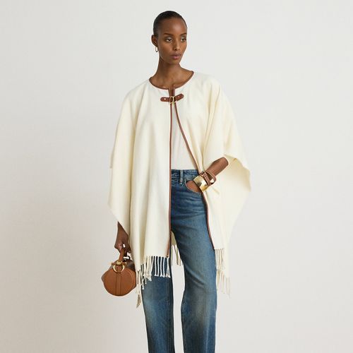 Poncho bordure à boucle tissu à chevrons - Lauren - Modalova