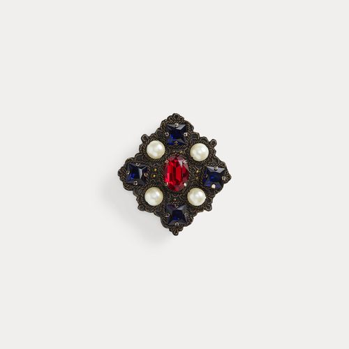 Broche plate vieillie perles pierres - Collection - Modalova