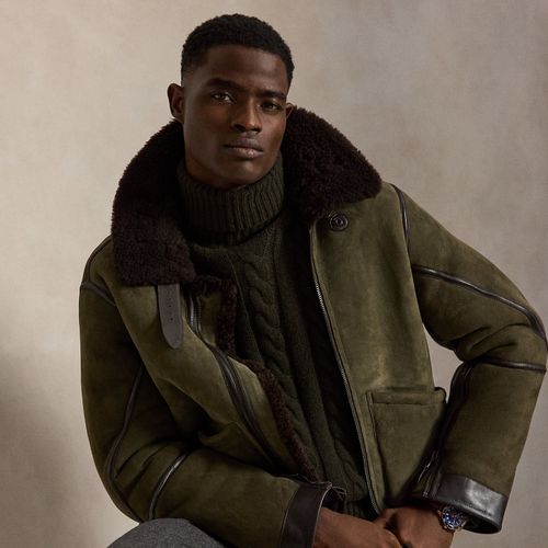 Veste d'aviateur en peau lainée - Polo Ralph Lauren - Modalova