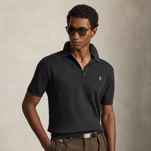 Pull col polo en tricot côtelé de coton - Polo Ralph Lauren - Modalova