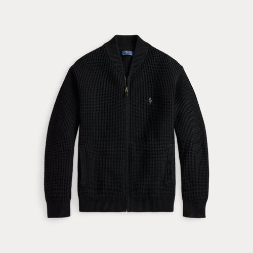 Pull zippé laine et coton tricot gaufré - Polo Ralph Lauren - Modalova