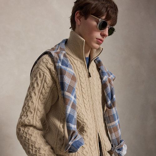 Pull zippé tricot d'Aran en laine-alpaga - Polo Ralph Lauren - Modalova