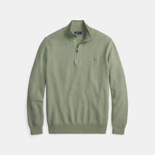 Grandes Tailles - Pull demi-zippé en coton piqué - Big & Tall - Modalova