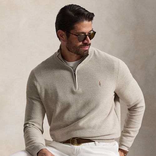 Grandes Tailles - Pull demi-zippé en coton piqué - Big & Tall - Modalova