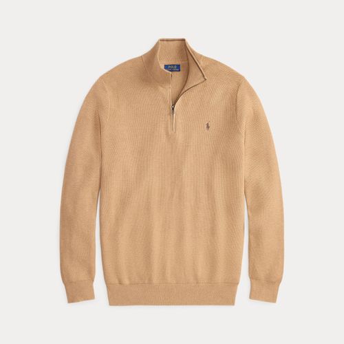 Grandes Tailles - Pull demi-zippé en coton piqué - Big & Tall - Modalova
