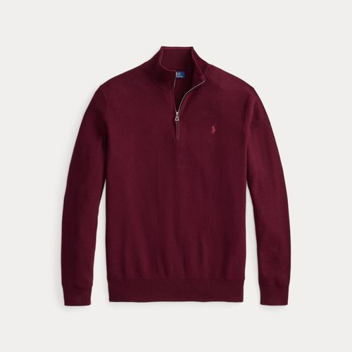 Grandes Tailles - Pull demi-zippé en coton piqué - Big & Tall - Modalova