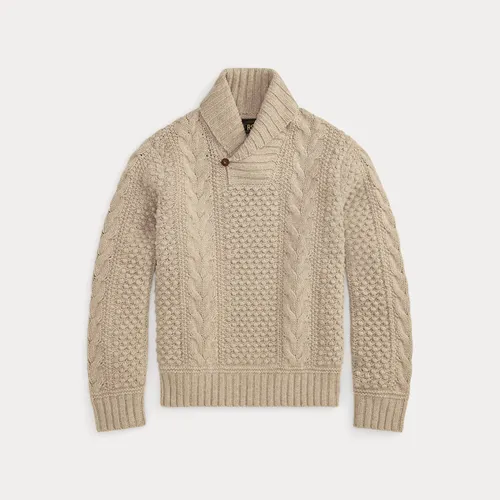 Pull col châle torsadé en laine - RRL - Modalova