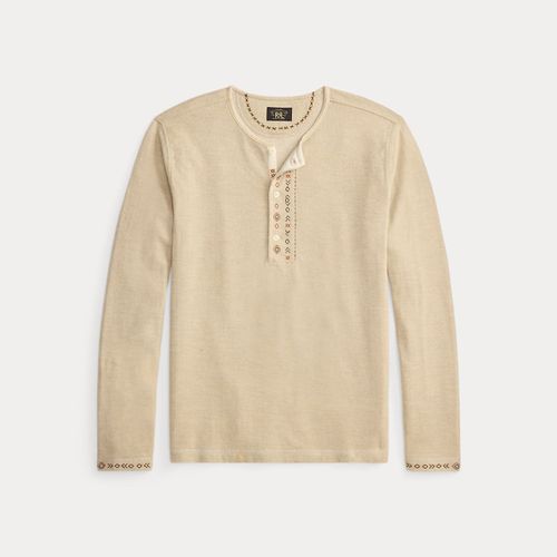Chemise col tunisien en jersey brodé - RRL - Modalova
