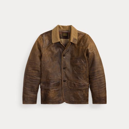 Veste en cuir à col en velours côtelé - RRL - Modalova
