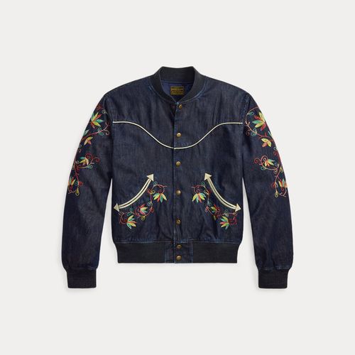Veste western brodée en sergé indigo - RRL - Modalova