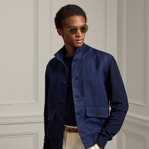 Cardigan en soie mélangée à pans en lin - Purple Label - Modalova