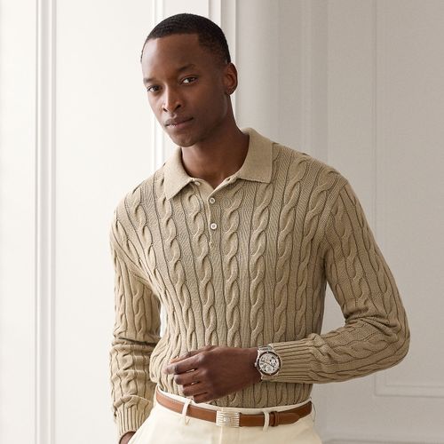 Pull polo en maille de coton torsadée - Purple Label - Modalova