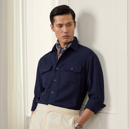 Chemise à chevrons en coton-cachemire - Purple Label - Modalova