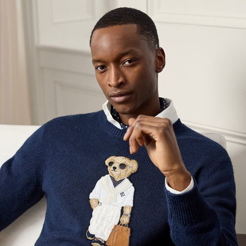 Pull Polo Bear en soie et lin - Purple Label - Modalova