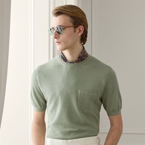 Pull à manches courtes en soie mélangée - Purple Label - Modalova