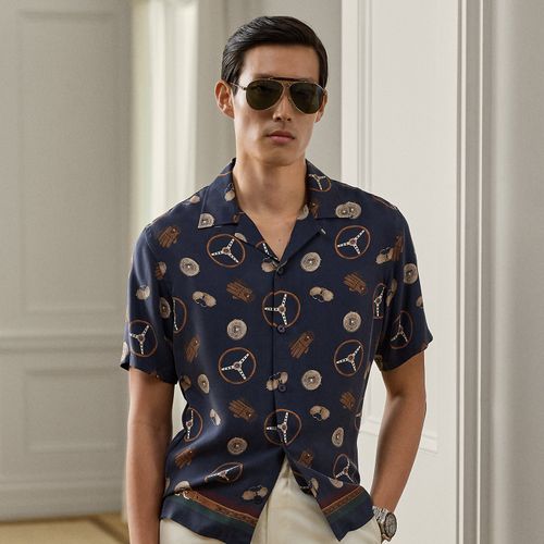 Chemise safari à motif pilote en soie - Purple Label - Modalova