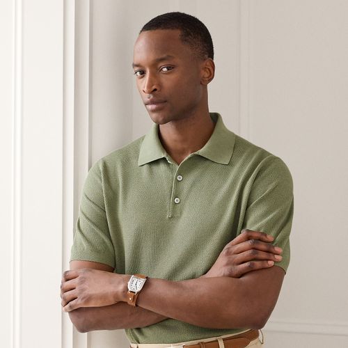 Pull polo en soie mélangée - Purple Label - Modalova