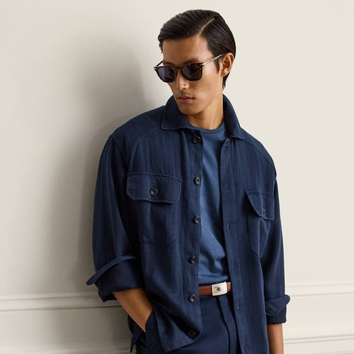 Chemise teinte en pièce en coton et lin - Purple Label - Modalova