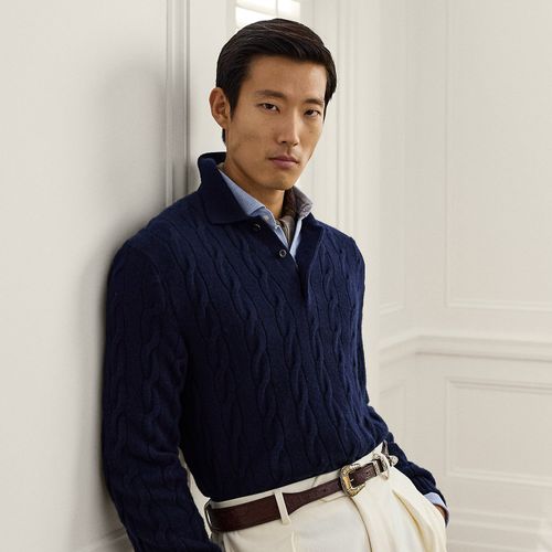 Pull Polo torsadé en cachemire - Purple Label - Modalova