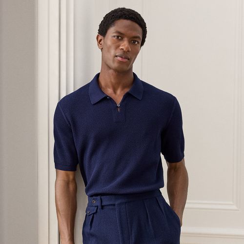 Pull Polo texturé en coton - Purple Label - Modalova