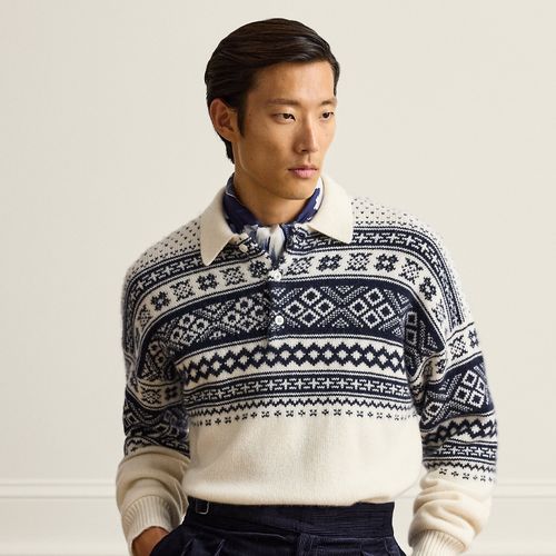 Pull col polo à motif en cachemire - Purple Label - Modalova