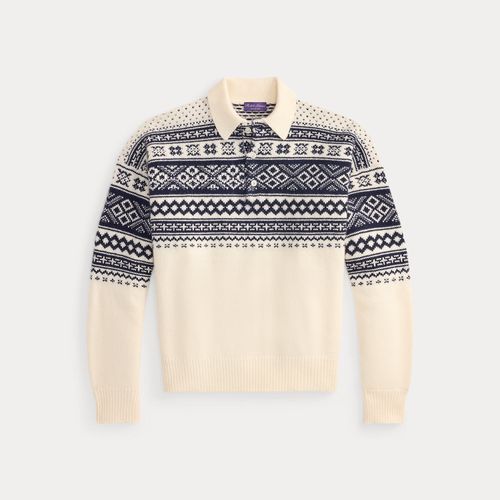 Pull col polo à motif en cachemire - Purple Label - Modalova