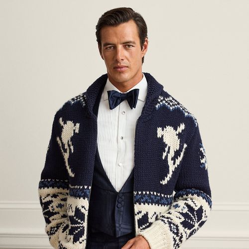 Cardigan col châle laine et cachemire - Purple Label - Modalova