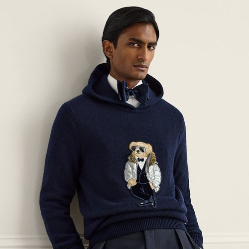 Pull à capuche Polo Bear en cachemire - Purple Label - Modalova