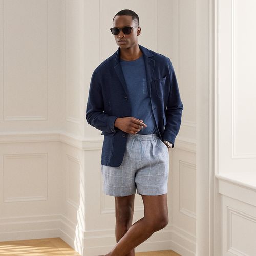 Short carreaux-fenêtre fait main en lin - Purple Label - Modalova