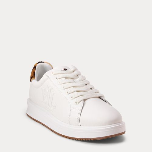 Baskets Ainsley cuir bordé poil vachette - Lauren - Modalova