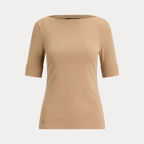 T-shirt encolure bateau en coton stretch - Lauren - Modalova