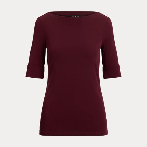 T-shirt encolure bateau en coton stretch - Lauren - Modalova