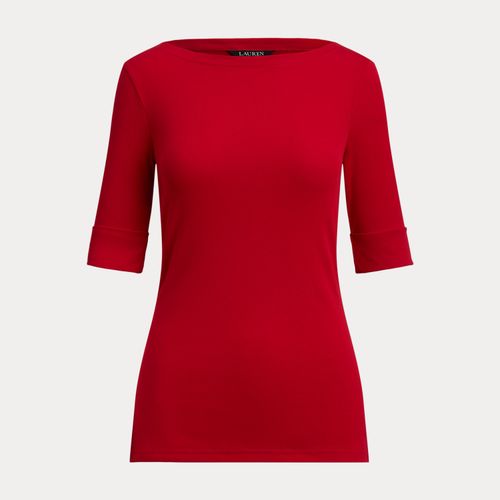 T-shirt encolure bateau en coton stretch - Lauren - Modalova