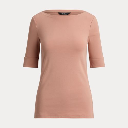 T-shirt encolure bateau en coton stretch - Lauren - Modalova