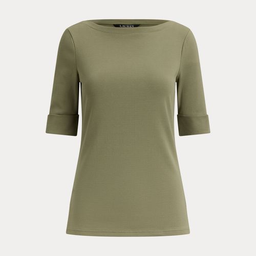 T-shirt encolure bateau en coton stretch - Lauren - Modalova