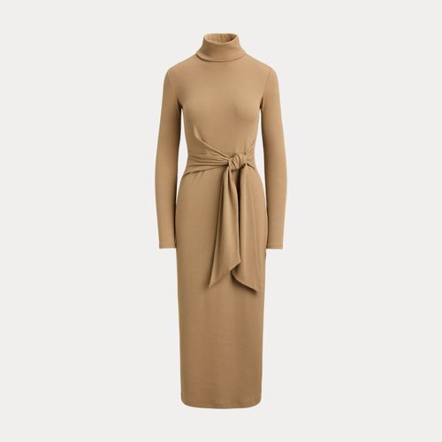 Robe col roulé devant lacé coton mélangé - Lauren - Modalova