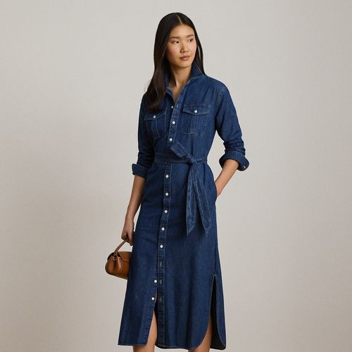 Robe-chemise mi-longue ceinturée denim - Lauren - Modalova
