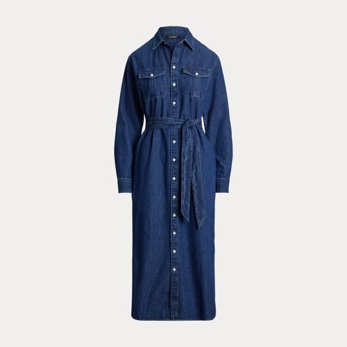 Robe-chemise mi-longue ceinturée denim - Lauren - Modalova