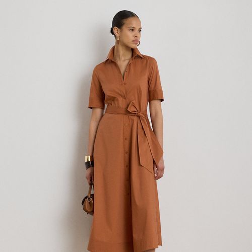 Robe-chemise ceinturée en coton stretch - Lauren - Modalova