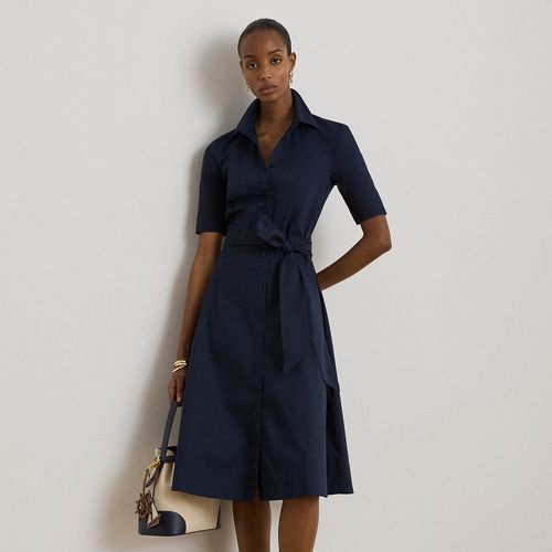 Robe-chemise ceinturée en coton stretch - Lauren - Modalova