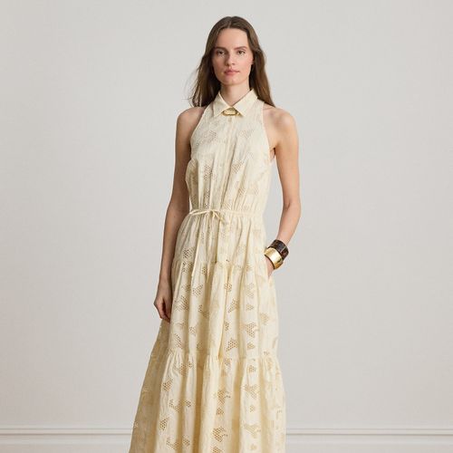 Robe-chemise gitane brodée fleurie voile - Lauren - Modalova