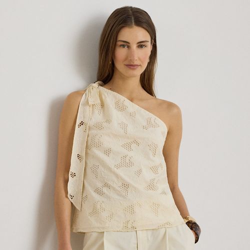Blouse asymétrique brodée fleurie voile - Lauren - Modalova