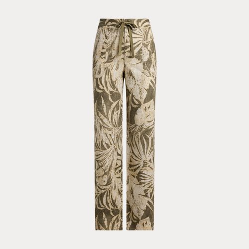 Pantalon jambe large à motif palmes lin - Lauren - Modalova