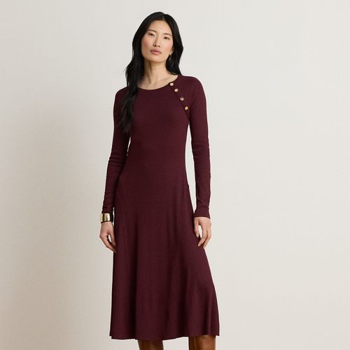 Robe côtelée à boutons en coton mélangé - Lauren - Modalova