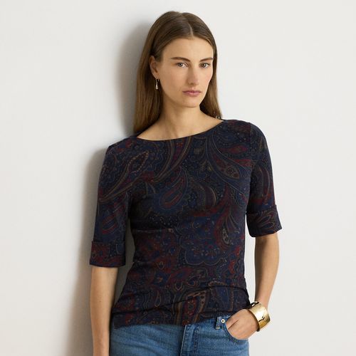 T-shirt encolure bateau motif cachemire - Lauren - Modalova